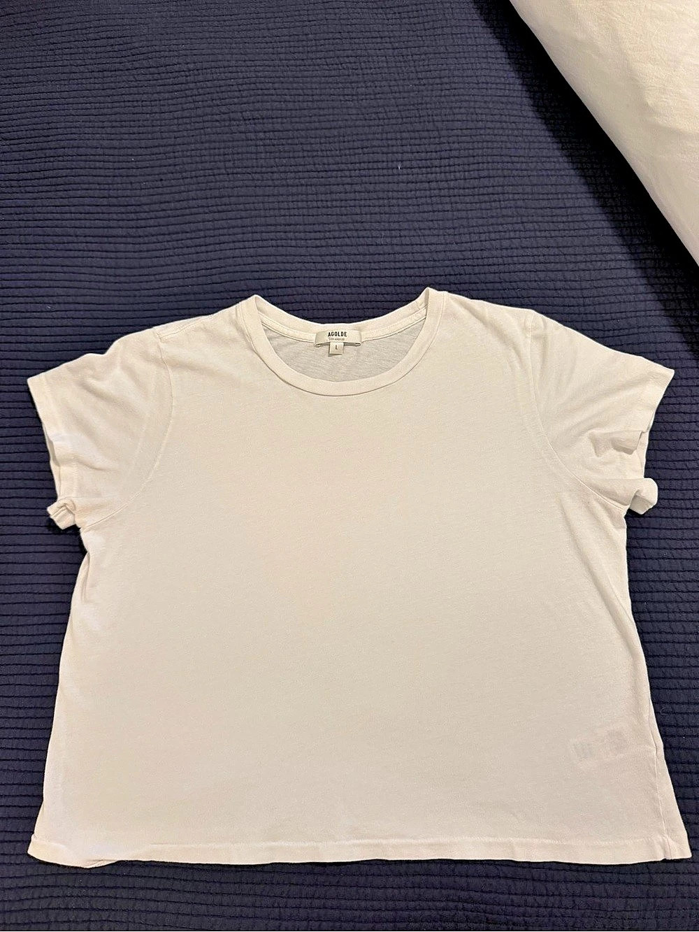 AGOLDE Short Sleeve Tee in Cream Size Large Like New